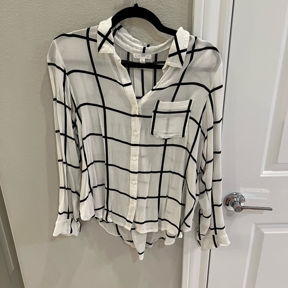 Leith button down top small black/white - Picture 2 of 4